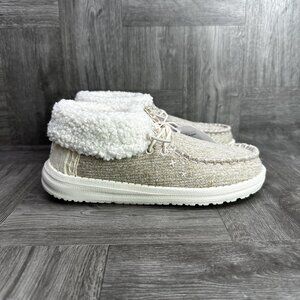 Hey Dude Wendy Fold Brushed Cozy Kids size 2 Fleeced Lined Shoes